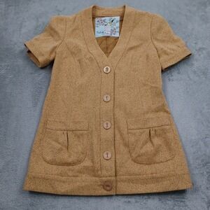 Tabitha Blazer Womens 6 Brown Wool Blend Preppy Pockets Button Professional